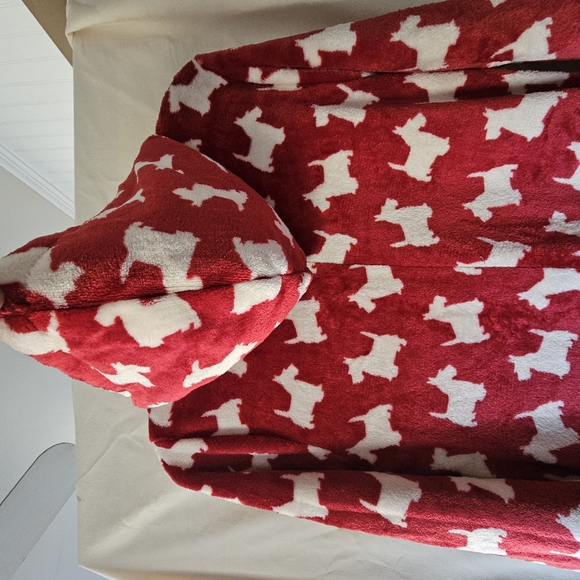 Cozy Red Womend All In One Pajamas with White Dog Pattern - Picture 7 of 8